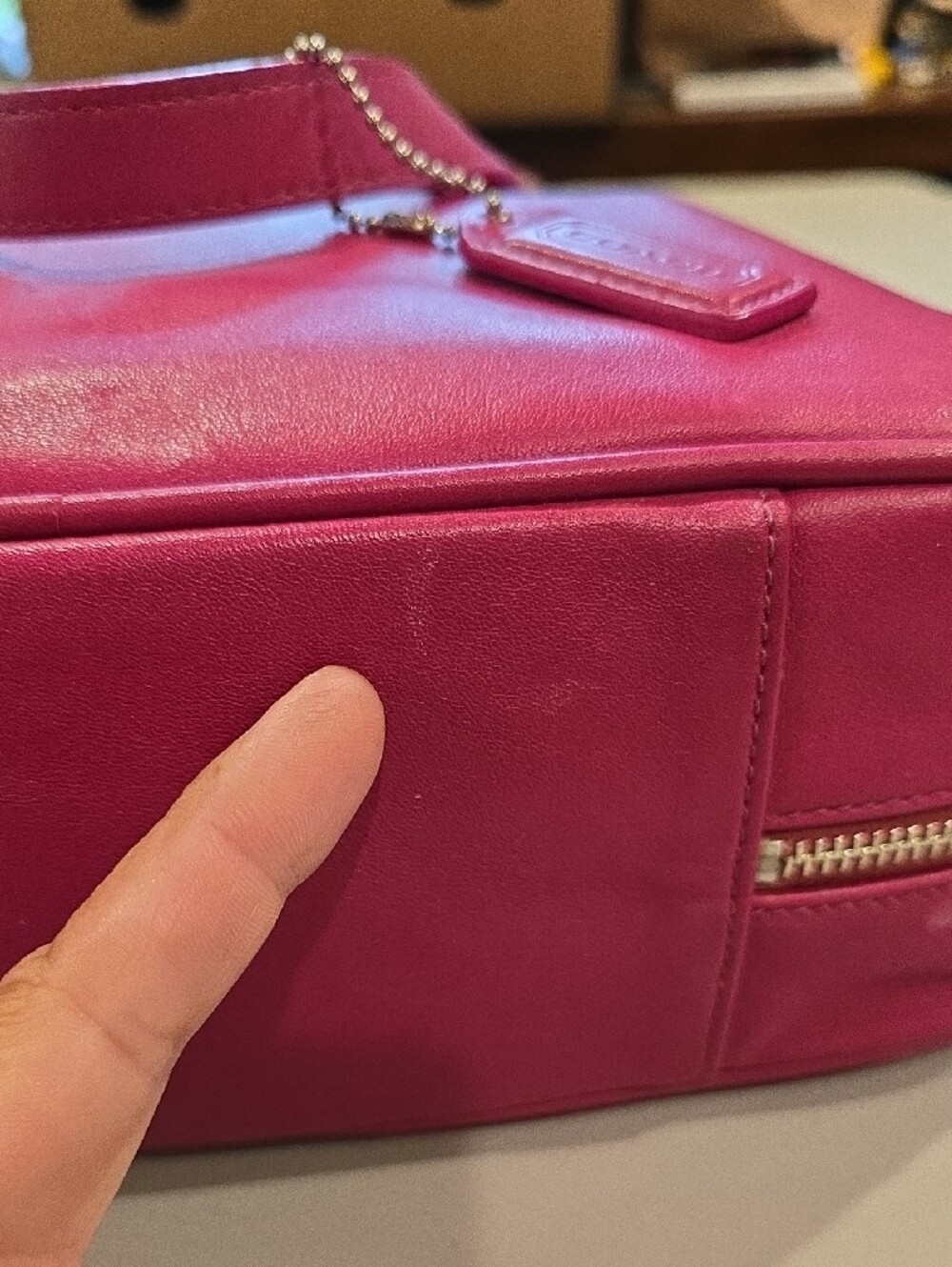 Coach Hot Pink Leather Tote Toiletries Cosmetic Y2K Rare Vintage Matching SET! - Picture 3 of 16